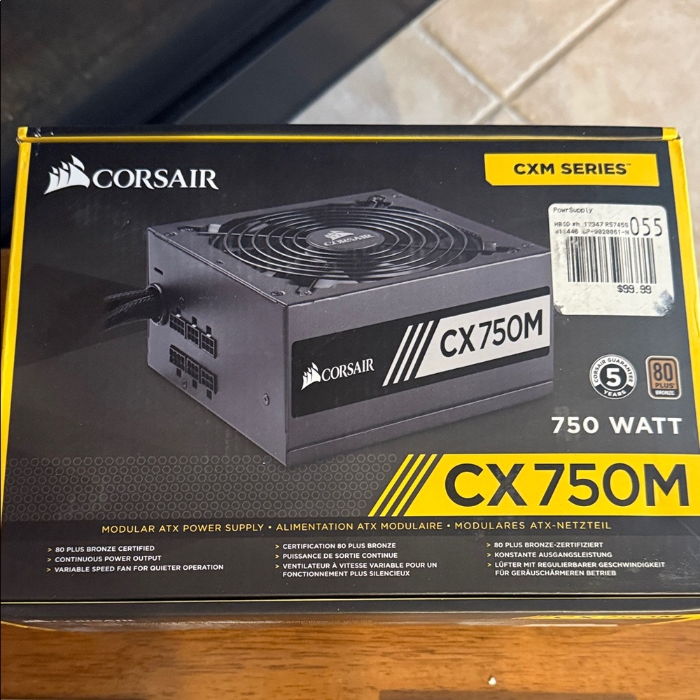 Corsair CX750M 750W Modular Power Supply - Black and new